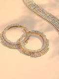 SOHI Silver-Plated Designer Contemporary Hoop Earrings