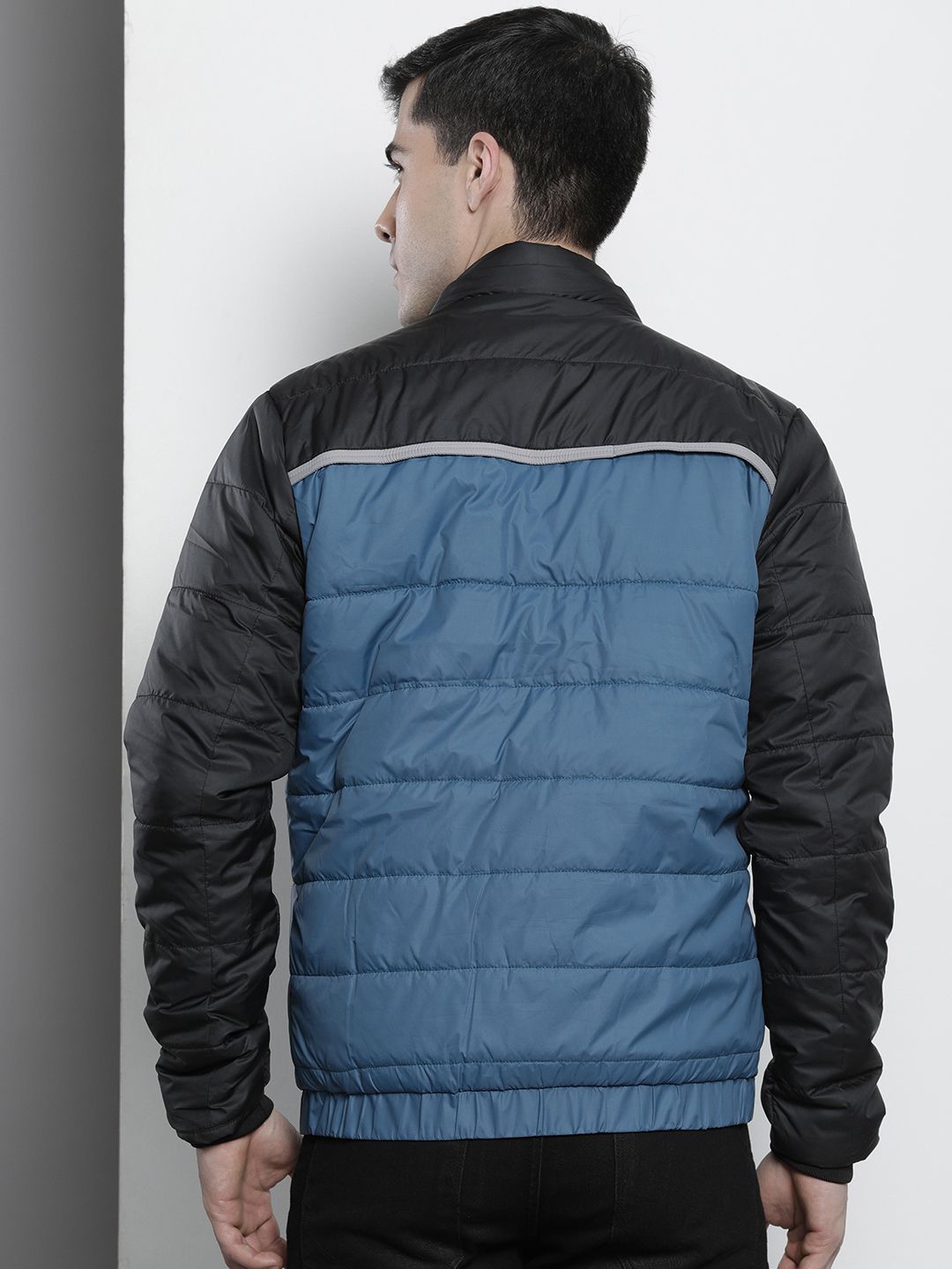 The Indian Garage Co Men Colourblock Puffer Jacket with Detachable Hood