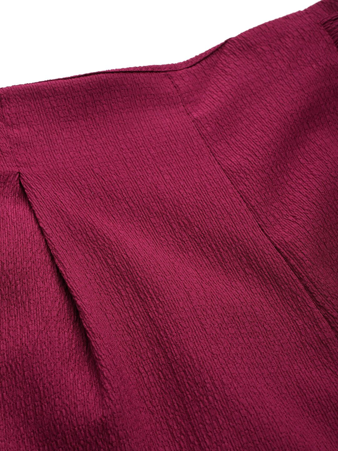 all about you Women Textured Pleated Tie-Up Detail Trousers