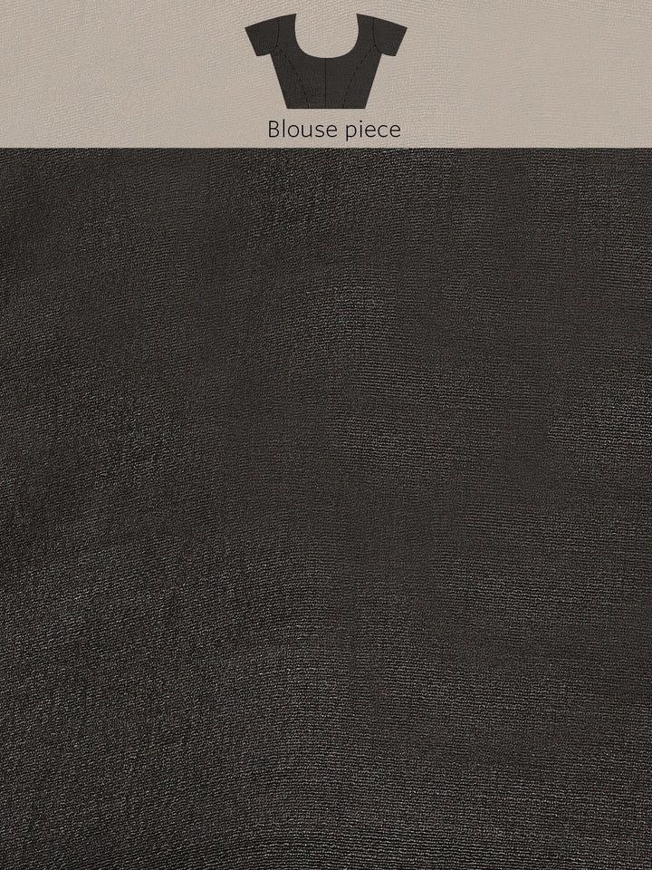 Saree mall Charcoal & Gold-Toned Paisley Linen Blend Sarees