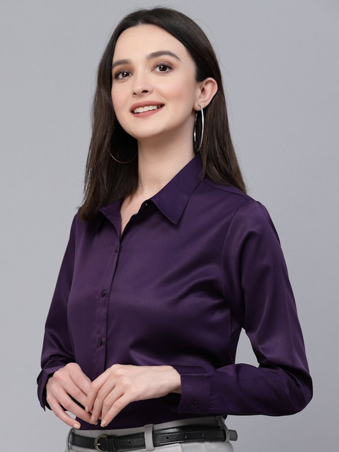 Style Quotient Satin Finish Spread Collar Formal Shirt