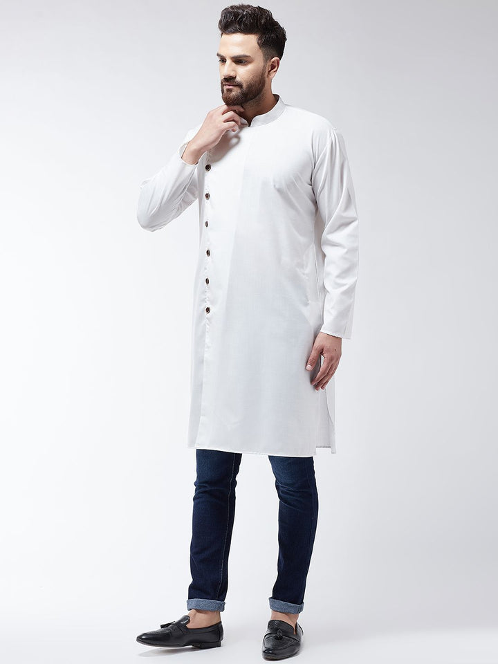 SOJANYA Lelaki Off-White Solid Kurta Lurus