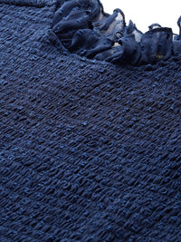 DressBerry Schiffli Smocked Tiered A-Line Midi Dress