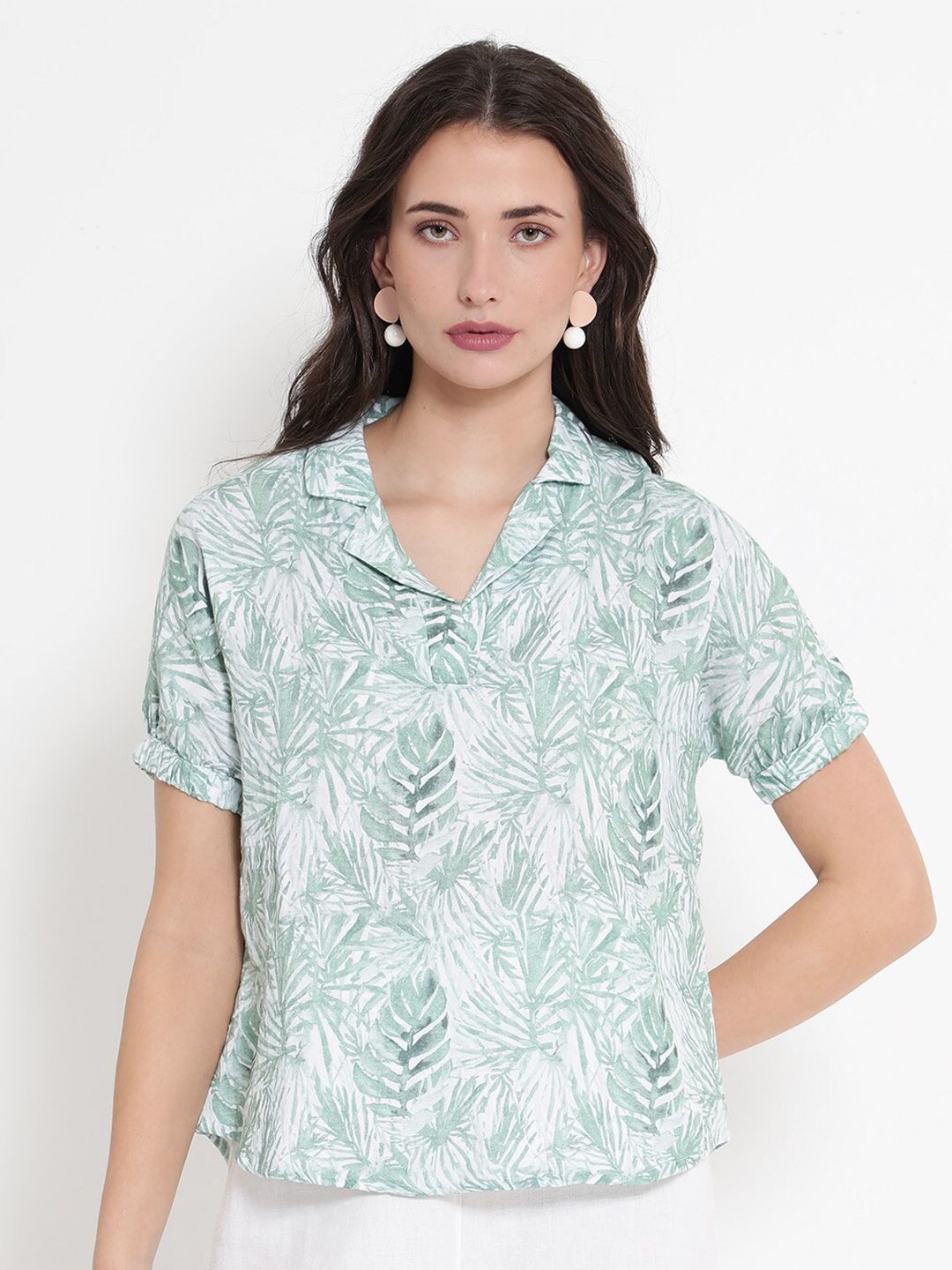 RAREISM Tropical Printed Cotton Top