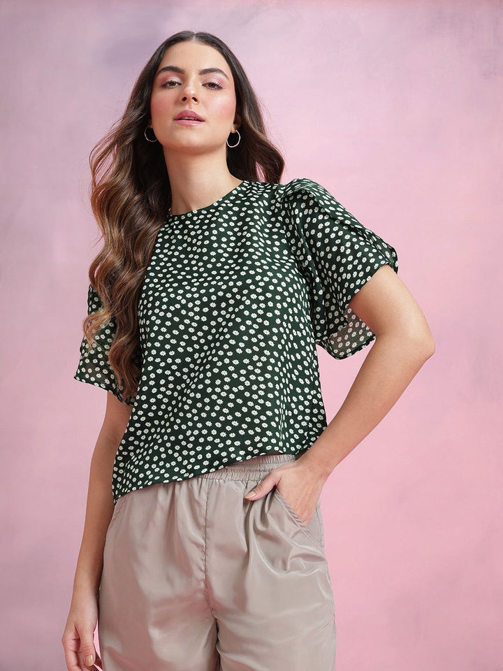 DressBerry Floral Print Puff Sleeve Top