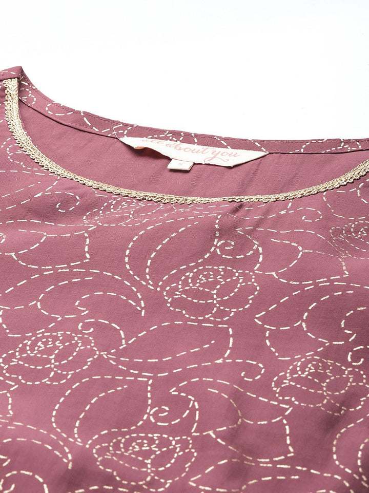 all about you Floral Printed Straight Kurta With Sharara & Dupatta