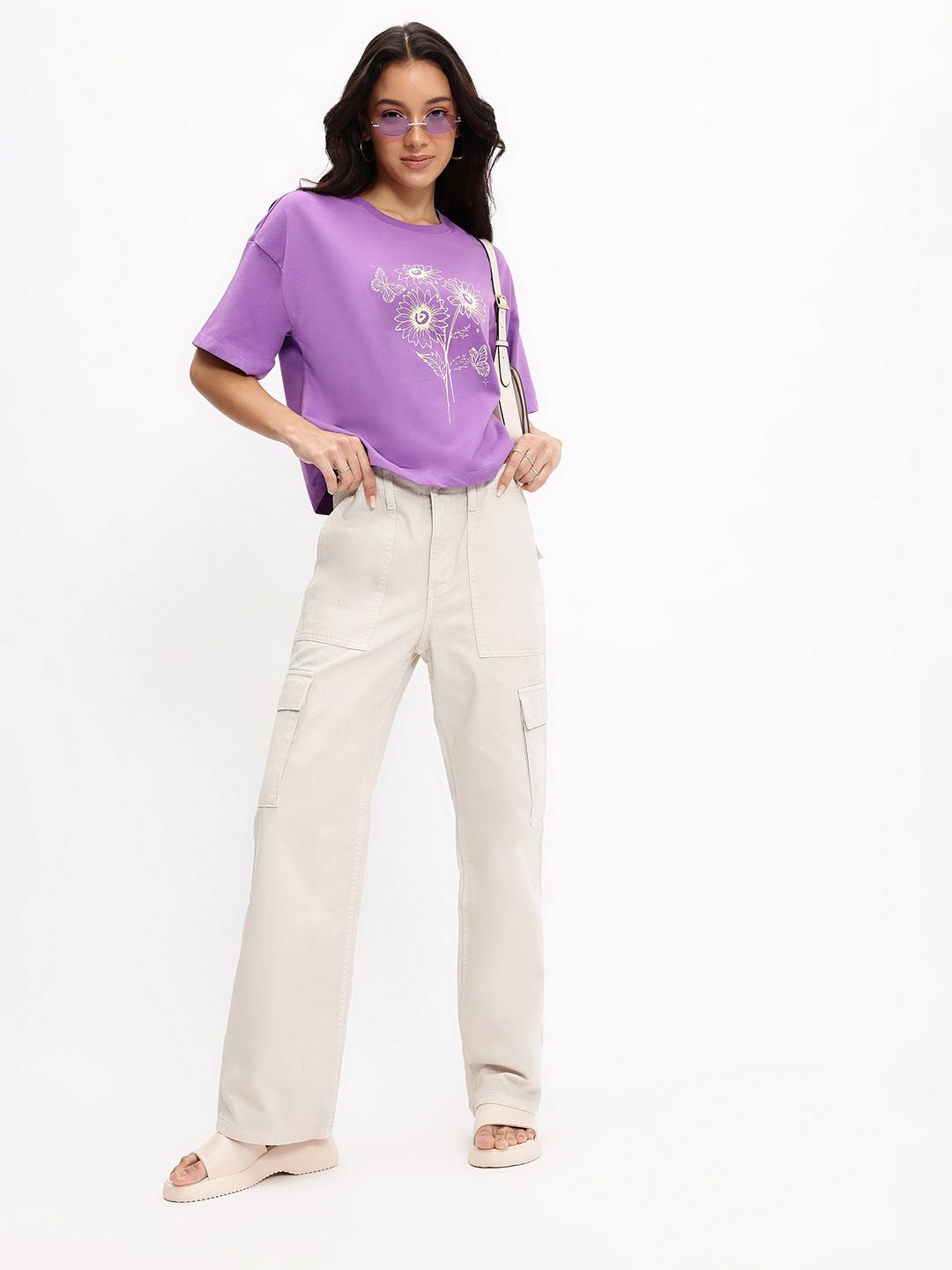 DressBerry Lavender Haze Flower Fantasy Crop T-shirt