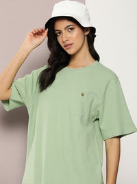 DILLINGER Women Self Design Oversized T-shirt