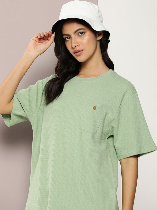 DILLINGER Women Self Design Oversized T-shirt