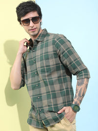 HIGHLANDER Tartan Checked Slim Fit Casual Shirt