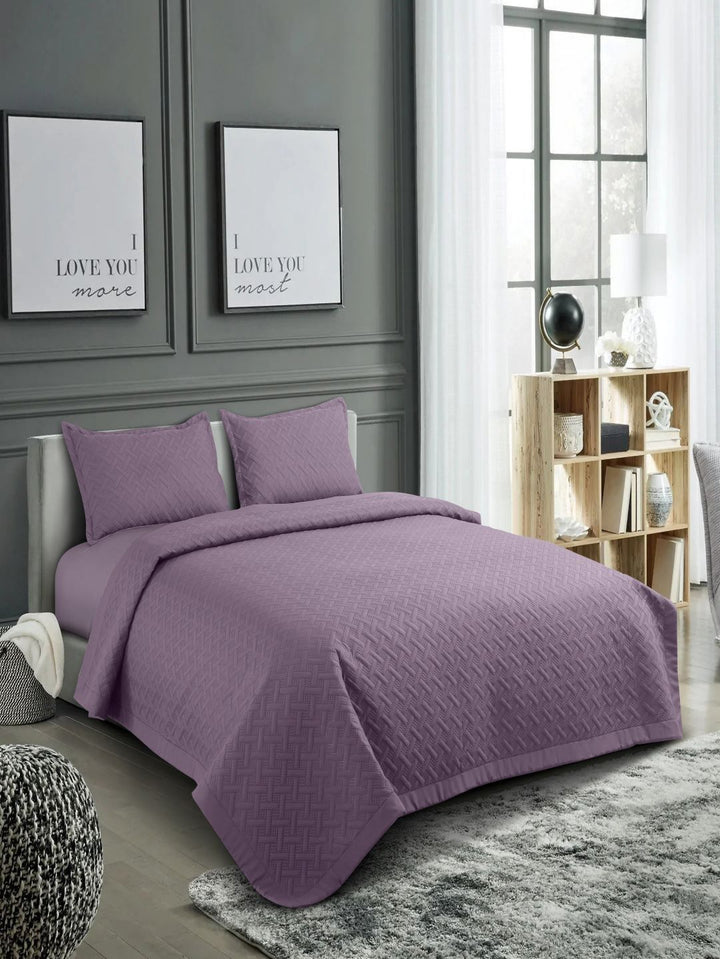 HOSTA HOMES Purple Quilted 280TC Double Queen Bed With 2 Pillow Covers
