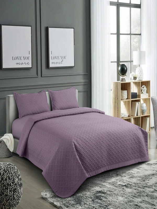 HOSTA HOMES Purple Quilted 280TC Double Queen Bed With 2 Pillow Covers
