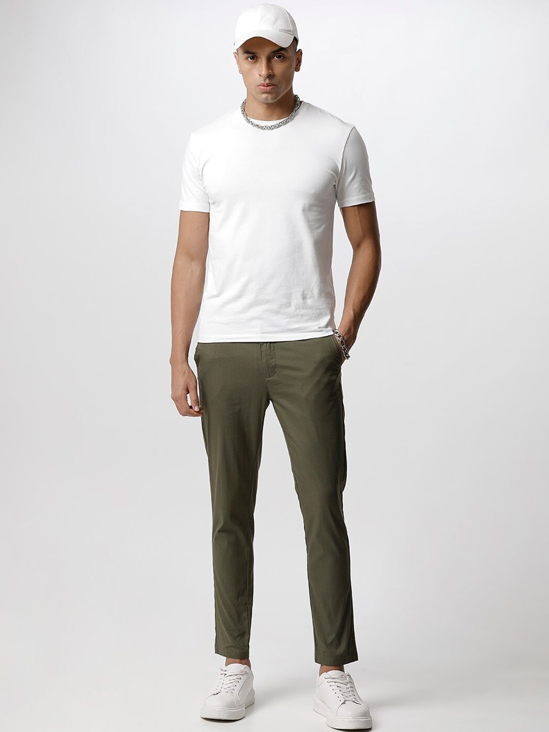 THE BEAR HOUSE Men Tapered Fit Mid-Rise Pure Cotton Chinos