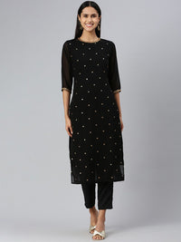 KALINI Floral Embroidered Sequined Kurta with Trousers