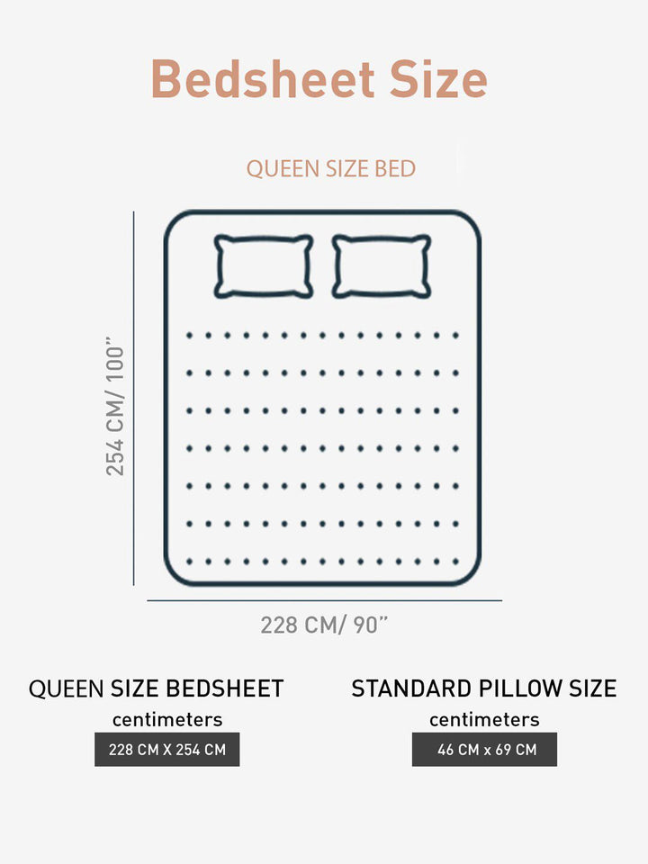 MYTRIDENT Beige  White Floral Pure Cotton 144 TC Queen Bedsheet With 2 Pillow Covers