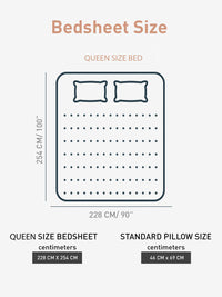 MYTRIDENT Beige  White Floral Pure Cotton 144 TC Queen Bedsheet With 2 Pillow Covers