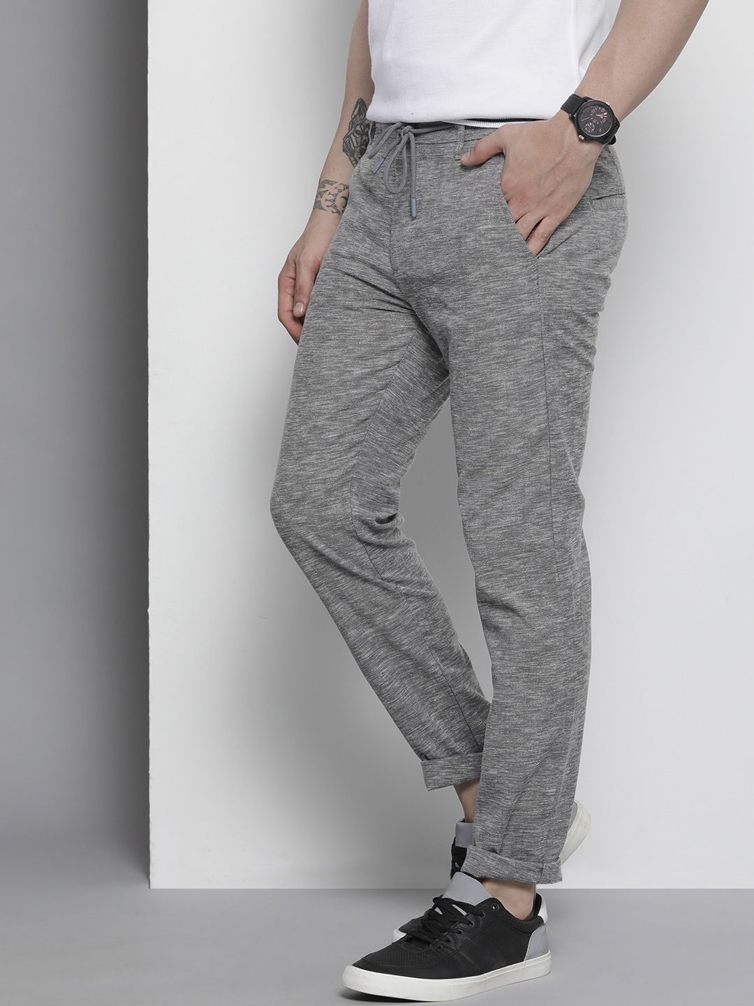 The Indian Garage Co Men Grey Joggers Trousers