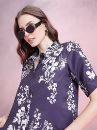 DressBerry Floral Print Puff Sleeves Shirt Style Top