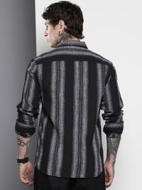 The Indian Garage Co Men Slim Fit Striped Double Flap Casual Shirt