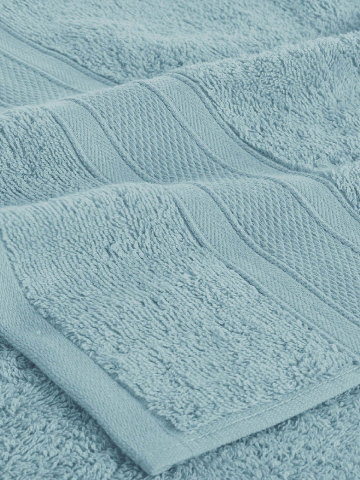 MYTRIDENT Set of 2 Turquoise Blue Solid Soft  Plush 500 GSM Cotton Bath Towels