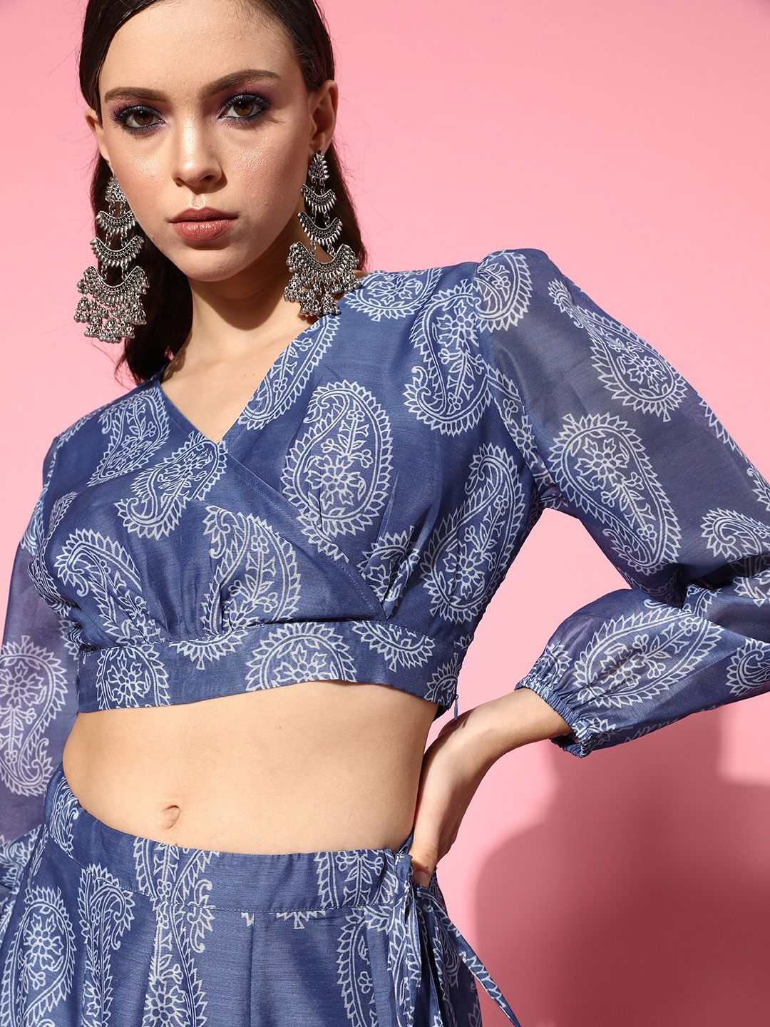 Shae by SASSAFRAS Blue Printed Ready to Wear Lehenga Choli