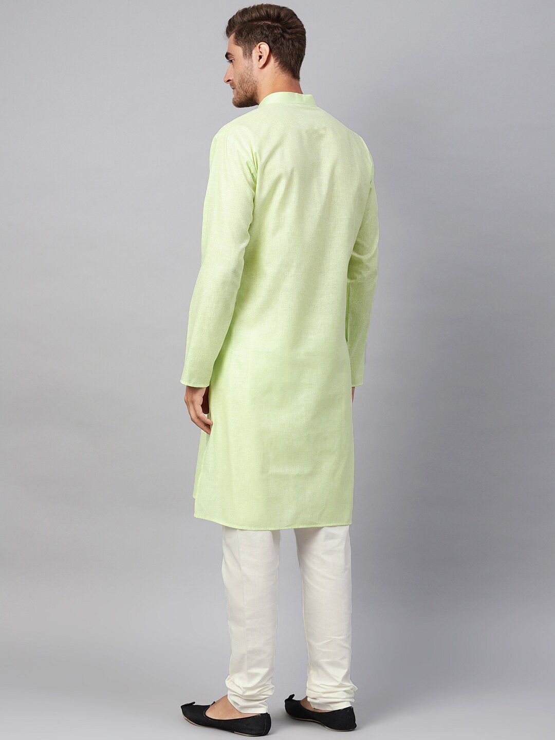 SOJANYA Mandarin Collar Straight Cotton Linen Kurta