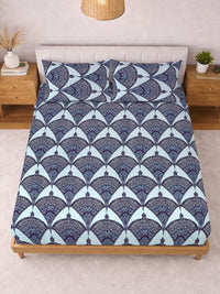 KLOTTHE Blue Geometric 300 TC Super King Fine Bedsheets
