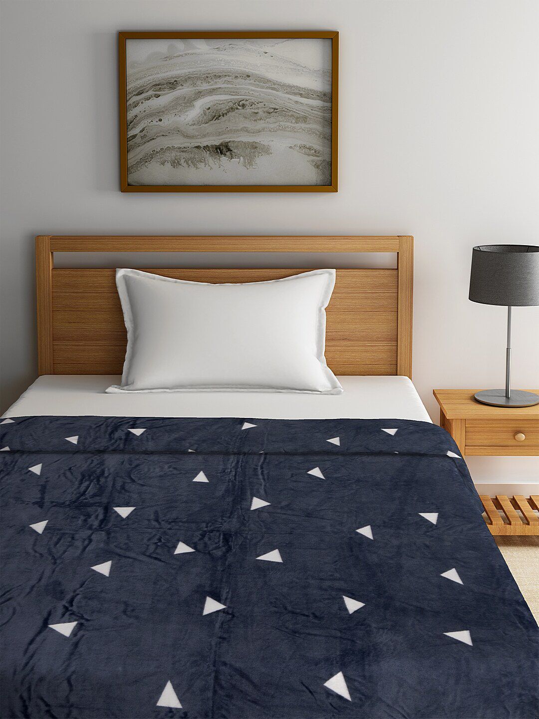 Cortina Grey Geometric AC Room 210 GSM Single Bed Blanket