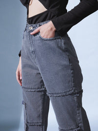 STREET 9 Women Grey Smart Straight Fit High-Rise Highly Distressed Light Fade Jeans