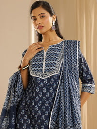 Libas Floral Printed Gotta Patti Pure Cotton Kurta with Palazzos & Dupatta