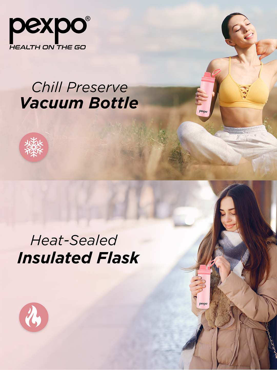 Pexpo Texas Baby Pink ISI Certified Thermosteel Hot Flask Insulated Water Bottle 500ml