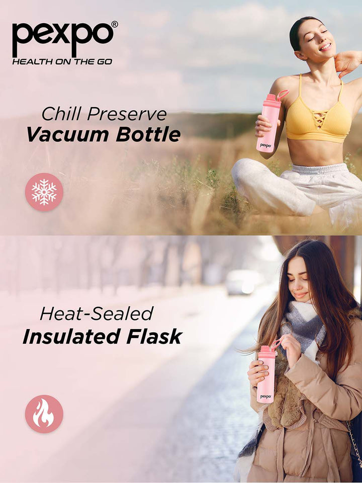 Pexpo Texas Baby Pink ISI Certified Thermosteel Hot Flask Insulated Water Bottle 500ml