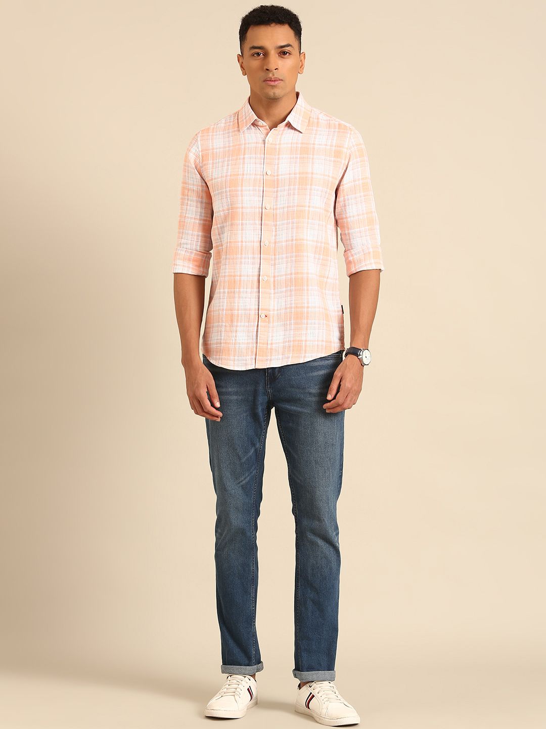 Being Human Slim Fit Checked Pure Cotton Casual Shirt