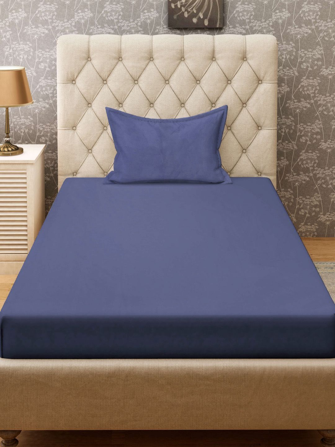KLOTTHE Blue 300TC Single Bedsheet & 1 Pillow Covers