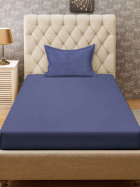KLOTTHE Blue 300TC Single Bedsheet & 1 Pillow Covers
