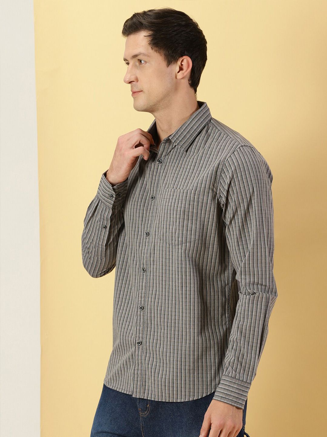 Thomas Scott Classic Slim Fit Vertical Striped Pure Cotton Casual Shirt