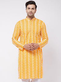 VASTRAMAY Ethnic Motifs Embroidered Chikankari Cotton Straight Kurta