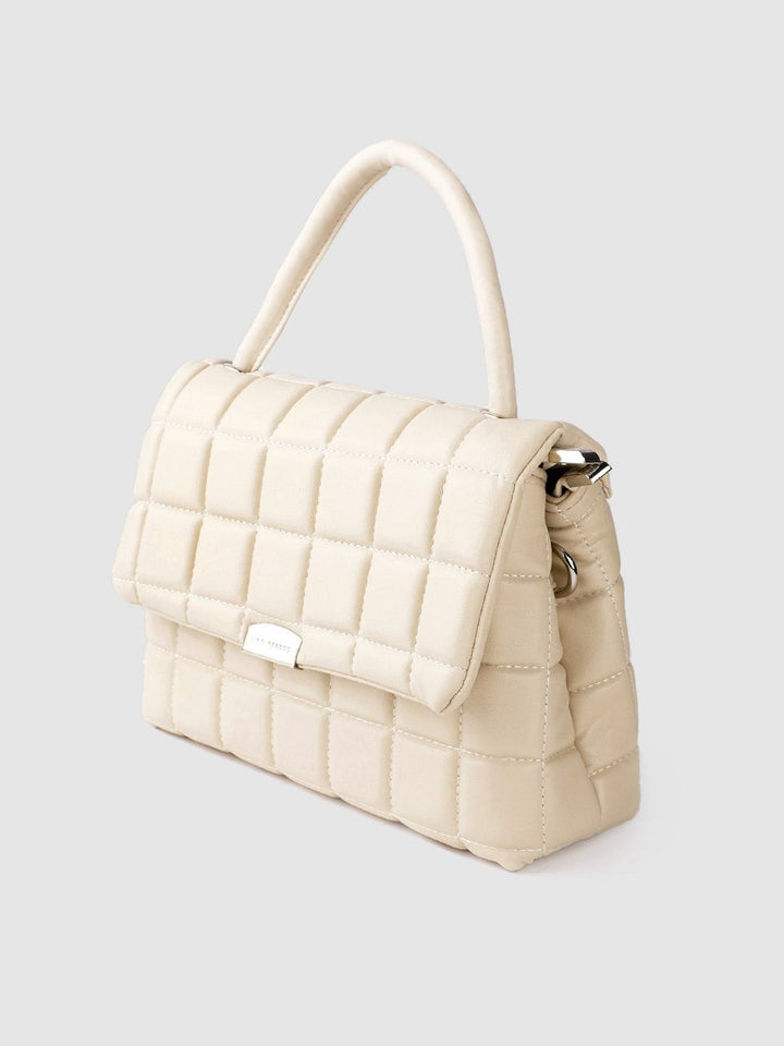 Lino Perros Women Cream-Coloured Quilted Satchel