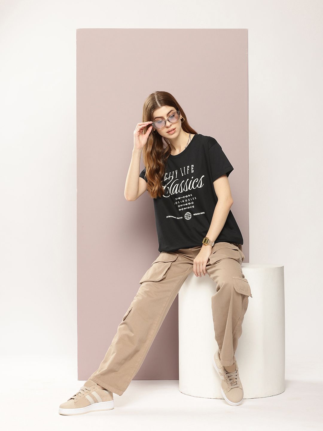 DILLINGER Typography Printed Drop-Shoulder Sleeves Pure Cotton Boxy T-shirt
