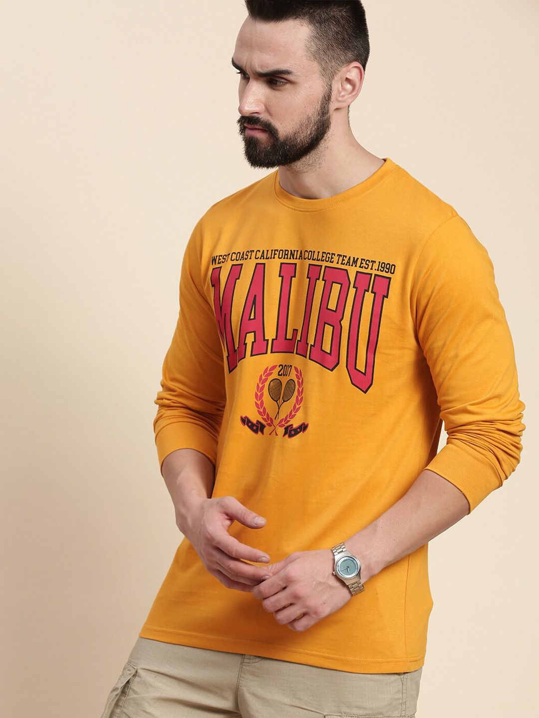 DILLINGER Typography Printed Round Neck Pure Cotton Regular T-shirt