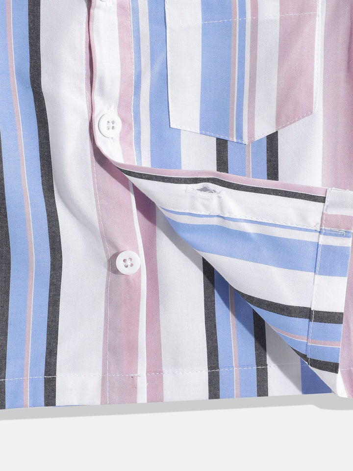 Moms Love Infant Boys Multi Vertical Stripes Pure Cotton Shirt