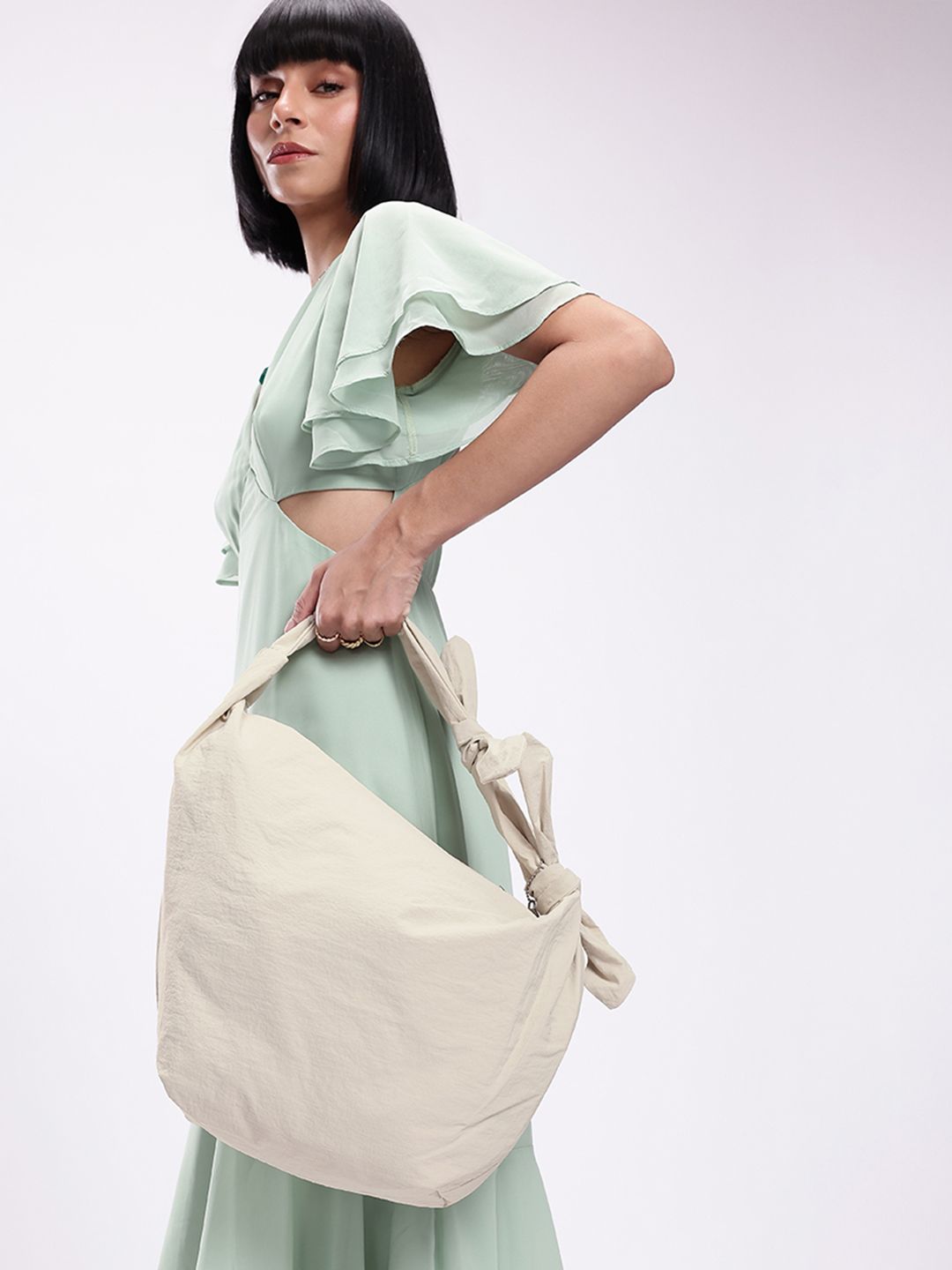 DressBerry Structured Shoulder Bag with Bow Detail