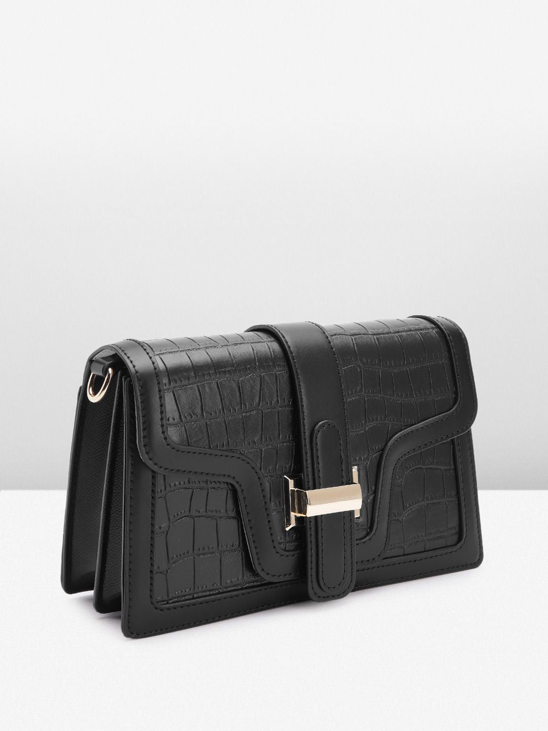Lino Perros Croc Textured Structured Shoulder Bag