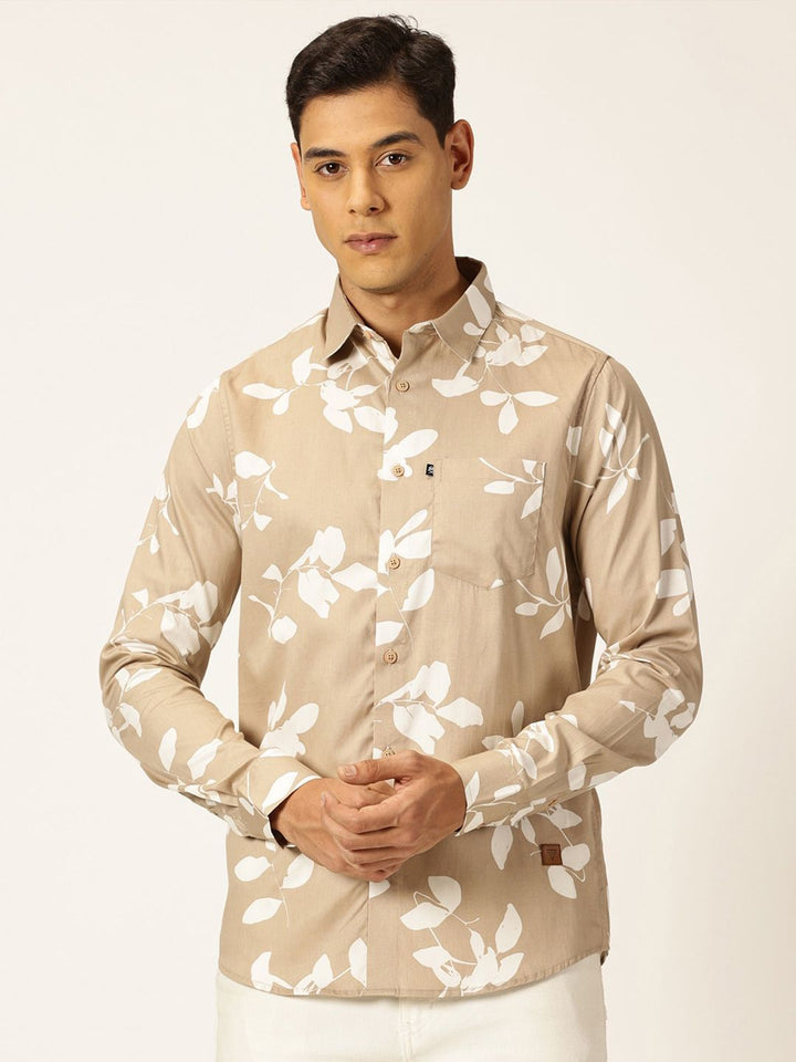 Thomas Scott Premium Slim Fit Floral Printed Full Sleeves Cotton Shirt