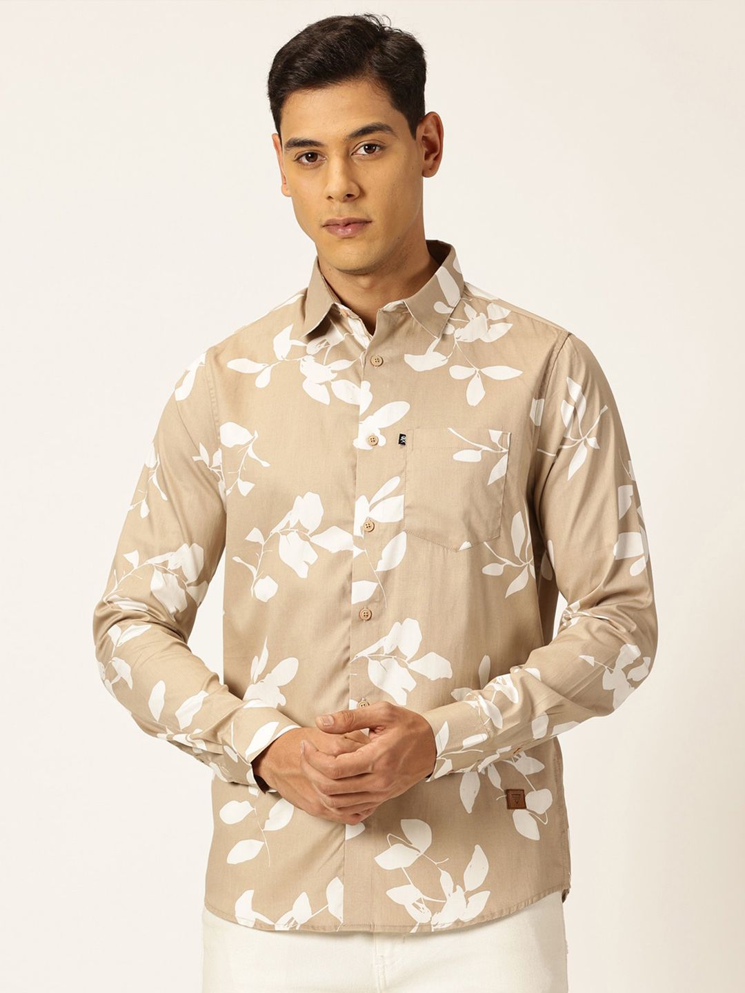 Thomas Scott Premium Slim Fit Floral Printed Full Sleeves Cotton Shirt