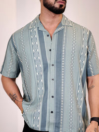 Eszett Abstract Printed Spread Collar Casual Shirt