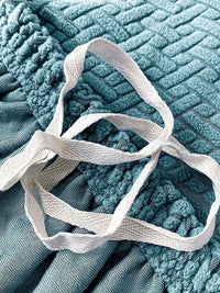 Cortina Teal Blue Self designed Jacquard 2 seater Sofa Cover