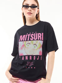 Bewakoof Women Graphic Printed Round Neck Pure Cotton Oversized T-shirt