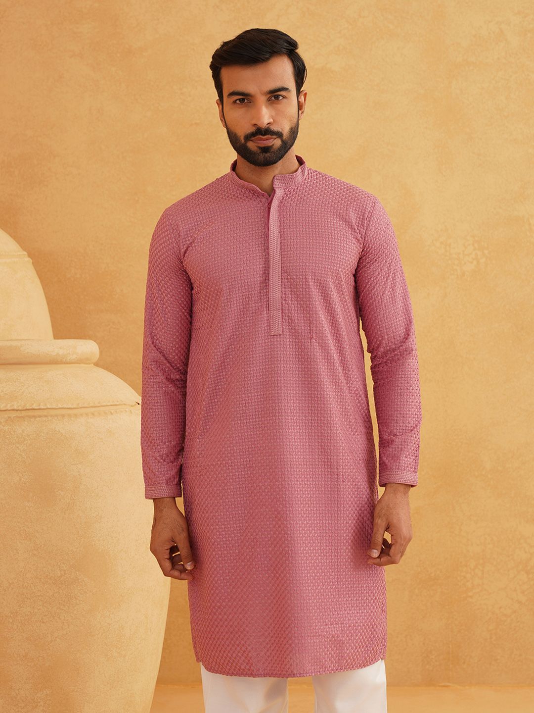 SOJANYA Geometric Embroidered Thread Work Cotton Straight Kurta
