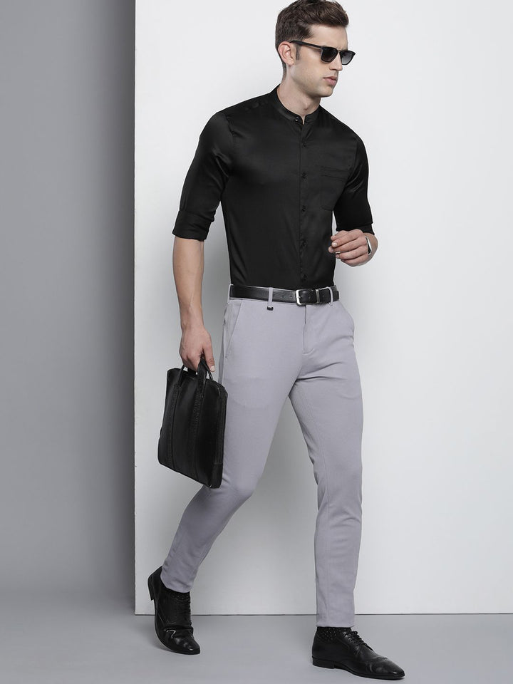 The Indian Garage Co. X Luxe Men Slim Fit Mandarin Collar Formal Shirt